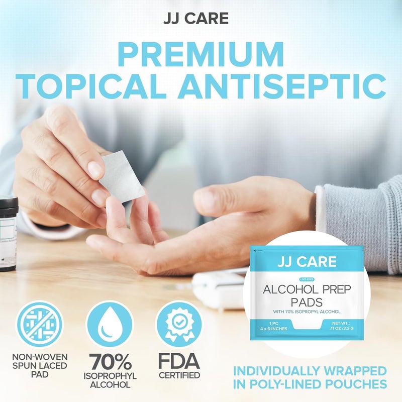 JJ CARE Large Alcohol Prep Pads Pack of 120 4 x 6 Sterile Prep Pads Individually Wrapped 70 Isopropyl Alcohol Wipes 2 Ply First Aid Swabs Perfect for Medical First Aid Kit Home - Image 4