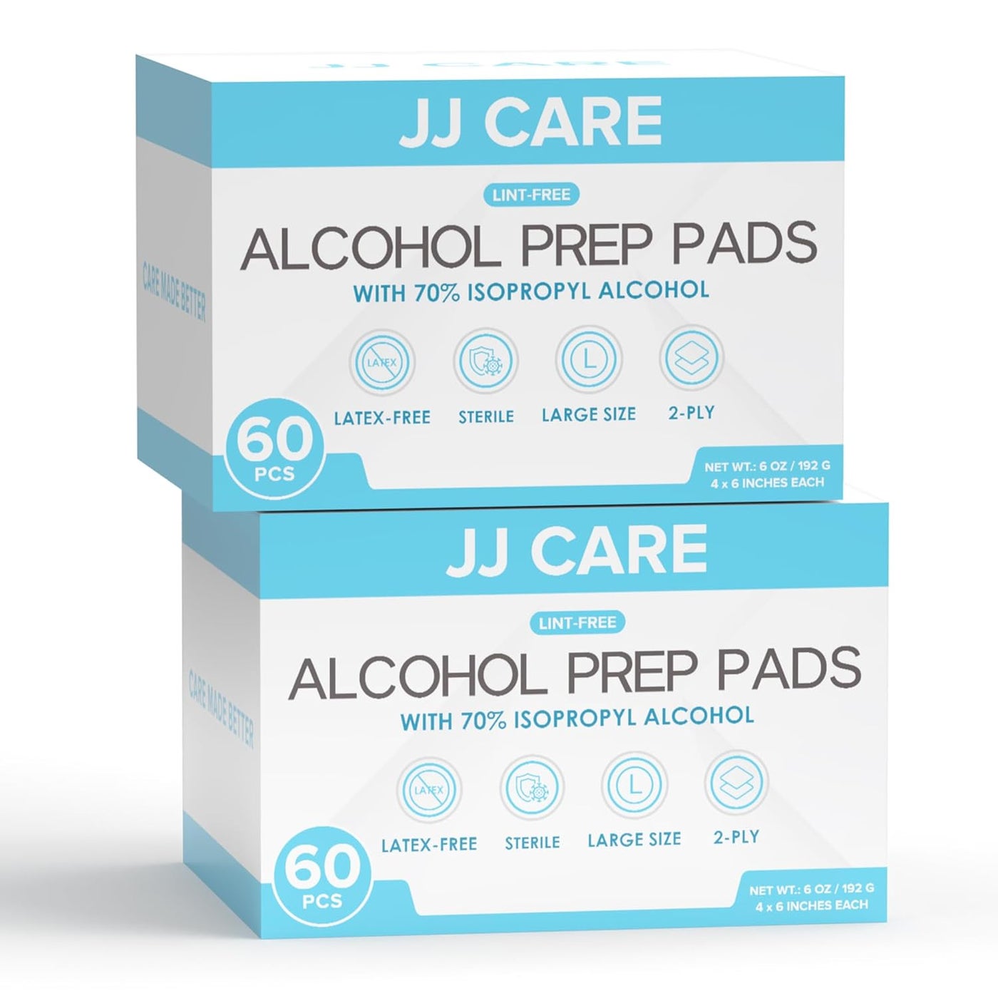 JJ CARE Large Alcohol Prep Pads Pack of 120 4 x 6 Sterile Prep Pads Individually Wrapped 70 Isopropyl Alcohol Wipes 2 Ply First Aid Swabs Perfect for Medical First Aid Kit Home