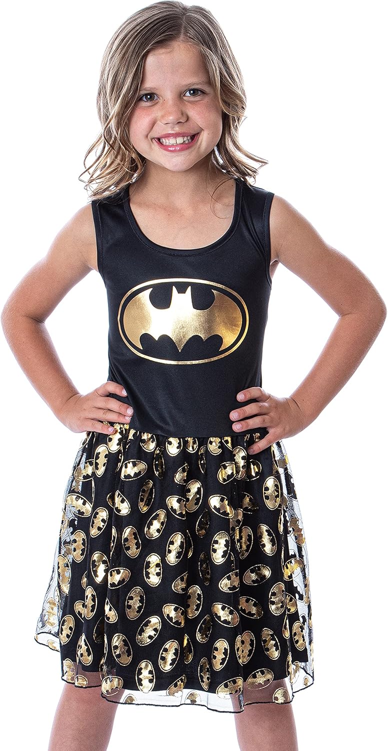 INTIMO DC Comics Girl's Batman Logo Tank Nightgown Costume Pajama Dress - Image 1