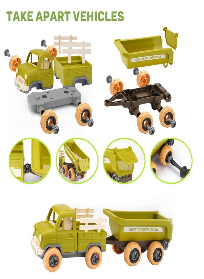 Eaciilee Play Sand Farm Toys, Farm Sensory Bins with 2.2lb Play Sand, Animal, Take Apart Truck Trailer Playset, Creativity Sandbox Toys with Lid for Kids 3 4 5 6 Years Old - Image 5