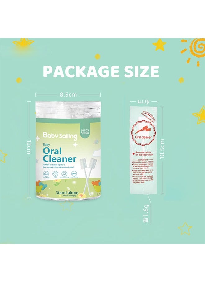 30 Pcs  Baby Toothbrush, Disposable Gauze Baby Tongue Cleaner, Dental Care for 0-2 Years