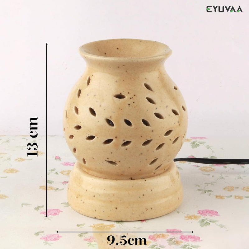 DECOVAA DECOVAA Handcrafted Ethnic Electric Ceramic Diffuser Aroma Oil Burner for Aromatherapy Aroma Oil Warmer Aroma Diffuser Set for Home Decor and Fragrance with 10ml Aroma Oils Sandal Fragrance  - Image 4
