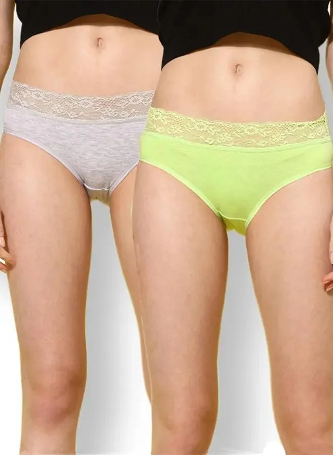 Leading Lady Leading Lady Pack of 2 - Lace Waistband Cotton Briefs