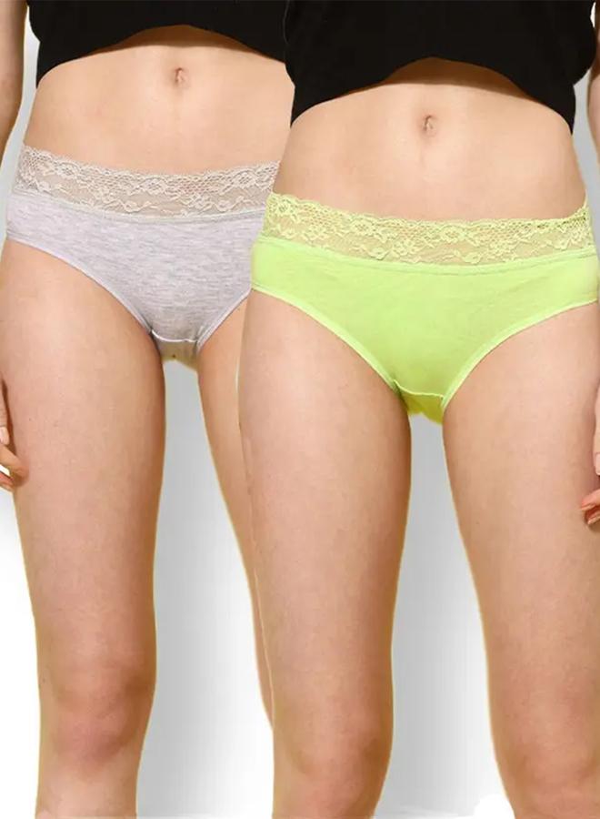 Leading Lady Pack of 2 - Lace Waistband Cotton Briefs - Image 1
