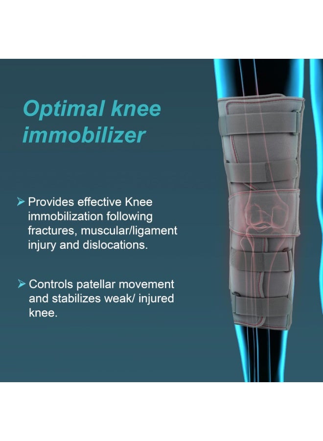 جبيرة تثبيت الركبة - مقاس كبير جداً - دعم كامل أقصى وتثبيت قوي - جودة عالية للتأهيل وتخفيف الألم - Image 2