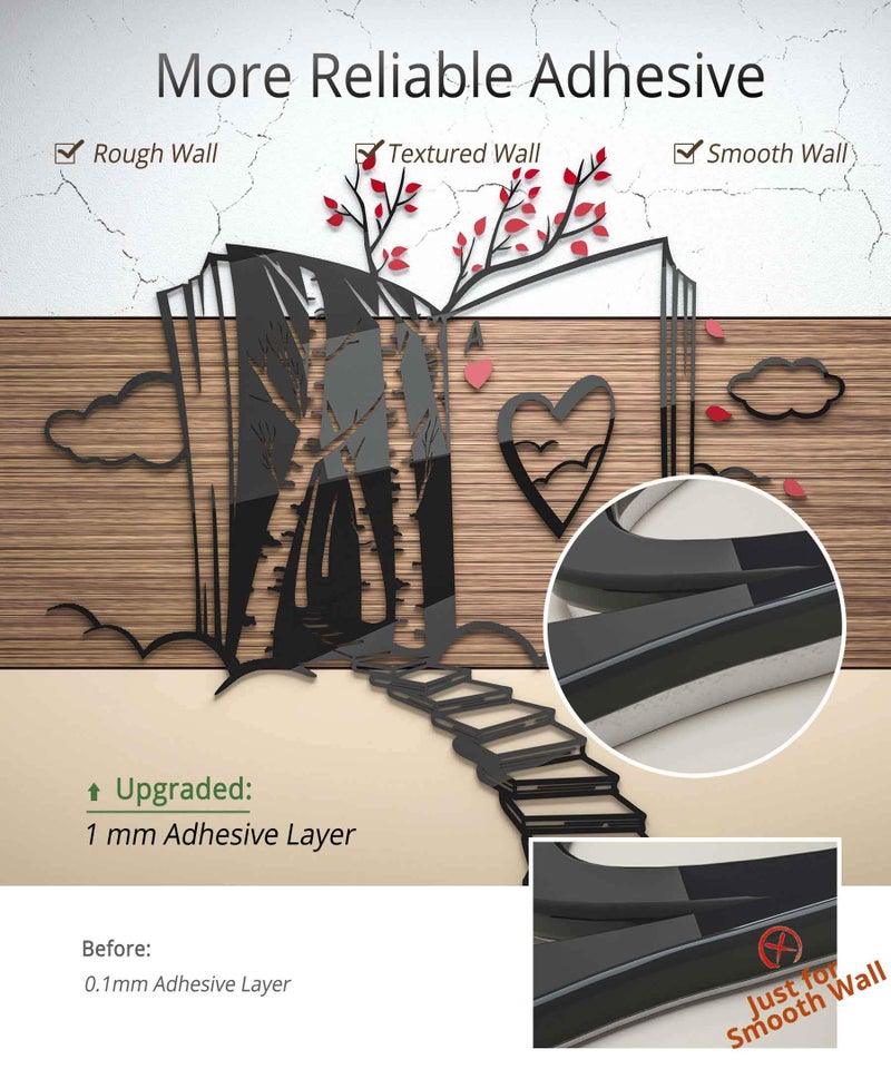 DecorSmart Alice in Wonderland Decorations Wall Decor for Bedroom with Stairs of Books, Trees and Ace of Hearts, Mad Hatters Tea Party Removable DIY Acrylic Wall Stickers Decorations - Image 4
