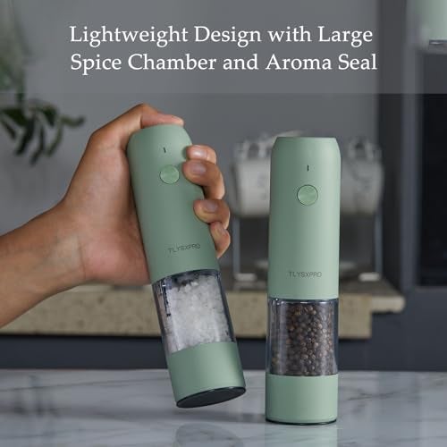 TLYSXPRO Electric Salt and Pepper Grinder - USB Rechargeable, Automatic Salt and Pepper Shaker, Adjustable Coarseness, Electric Pepper Mill, LED Light, Refillable, Kitchen Gadget (1-Pack, Buttercream) - Image 4