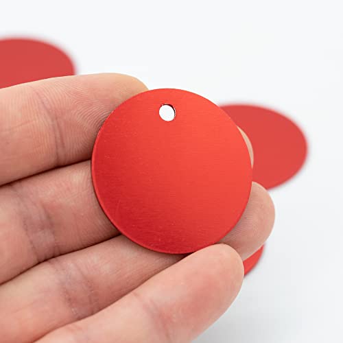 StayMax Round Aluminum Blank Tags Stamping Blanks Engraving Blanks 25 Pack (Red) - Image 4