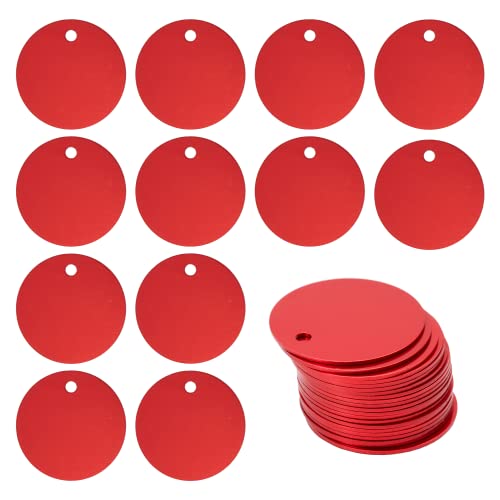 StayMax Round Aluminum Blank Tags Stamping Blanks Engraving Blanks 25 Pack (Red) - Image 1