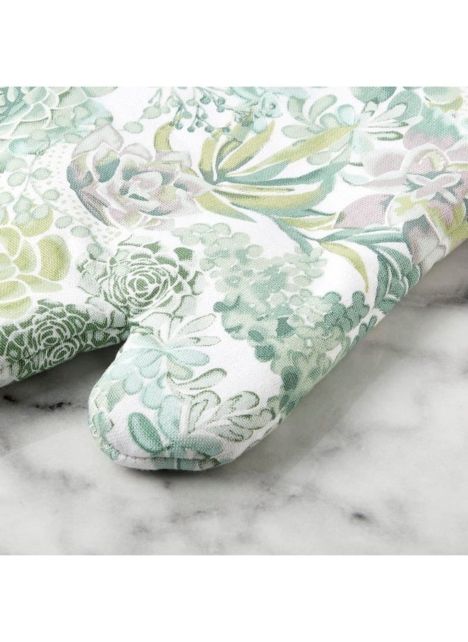 Martha stewart - Succulents Oven Mitt 2-Pack Set, Green, 7"X13" - Image 1