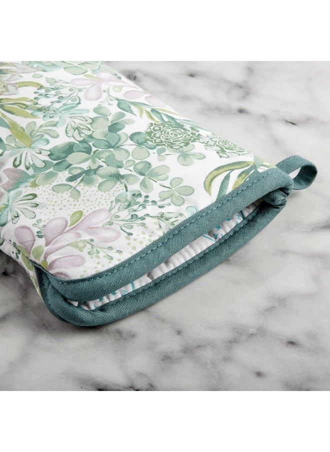 Martha stewart - Succulents Oven Mitt 2-Pack Set, Green, 7"X13" - Image 1