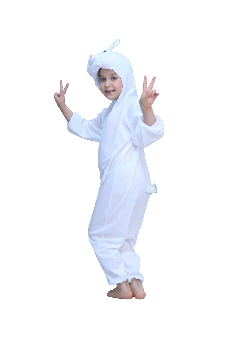Toy Box Kids White Rabbit Costume Jumpsuit with Hood, Animal Fancy Dress, Party Outfit, Size L(6-7Years) - Image 3