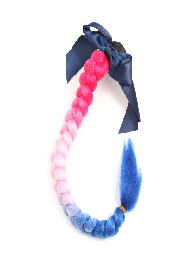 PAXLAMB Helmet Ponytail Pigtails Braids Hair with Bowknot Detachable Suction Cup for Motorcycle Bike Bicycle Cycling Bikers Riders Skateboarding Scooter Costume Cosplay (Pink Blue) - Image 4