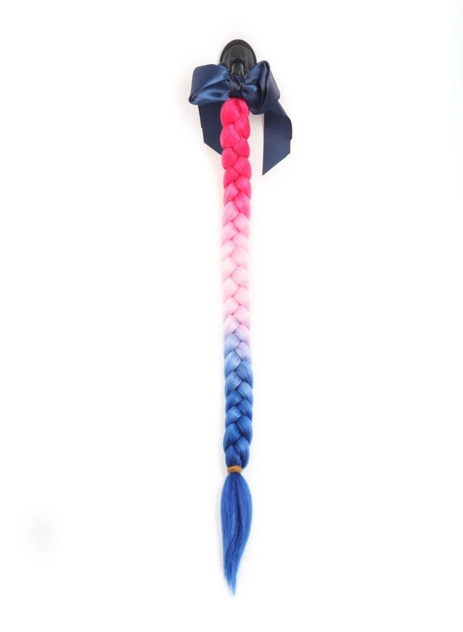 PAXLAMB Helmet Ponytail Pigtails Braids Hair with Bowknot Detachable Suction Cup for Motorcycle Bike Bicycle Cycling Bikers Riders Skateboarding Scooter Costume Cosplay (Pink Blue) - Image 3