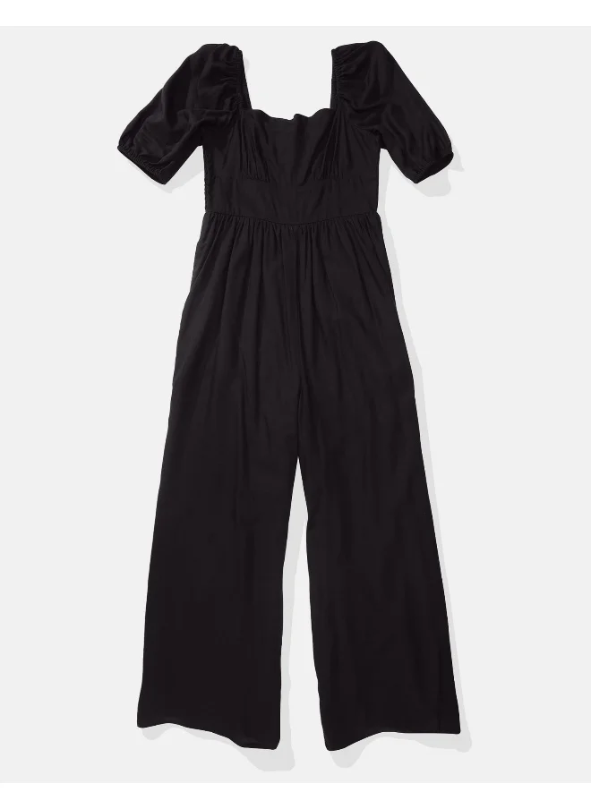 American Eagle AE Puff Sleeve Wide-Leg Jumpsuit