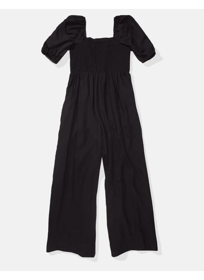 American Eagle AE Puff Sleeve Wide-Leg Jumpsuit