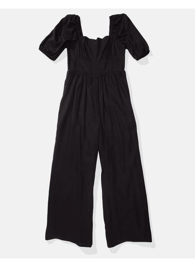 American Eagle - AE Puff Sleeve Wide-Leg Jumpsuit - Image 1