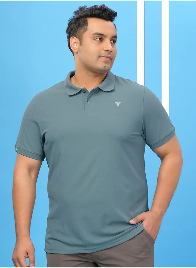 تكنوسبورت Technosport Plus Size Solid Slim Fit Polo T-Shirt