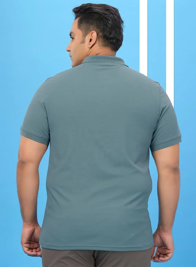 Technosport Technosport Plus Size Solid Slim Fit Polo T-Shirt