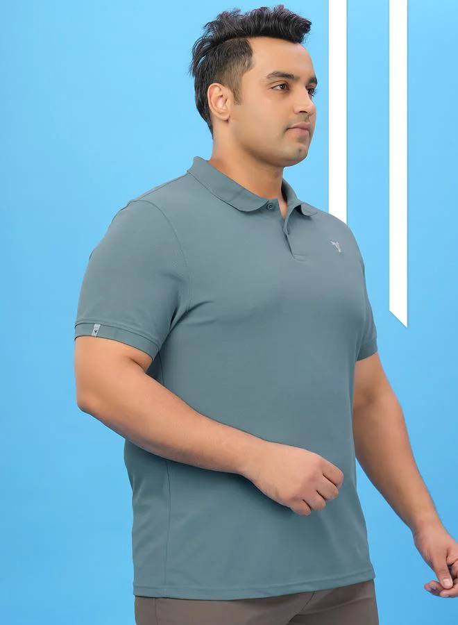Technosport Technosport Plus Size Solid Slim Fit Polo T-Shirt