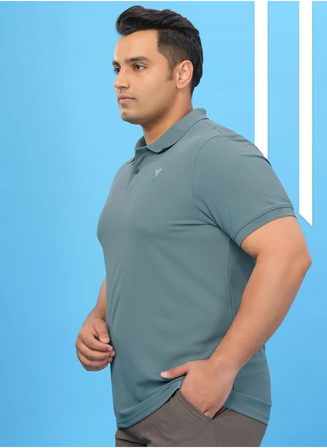 تكنوسبورت Technosport Plus Size Solid Slim Fit Polo T-Shirt