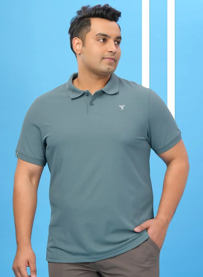 تكنوسبورت تيشيرت بولو سليم فيت سادة مقاس كبير من تكنوسبورت