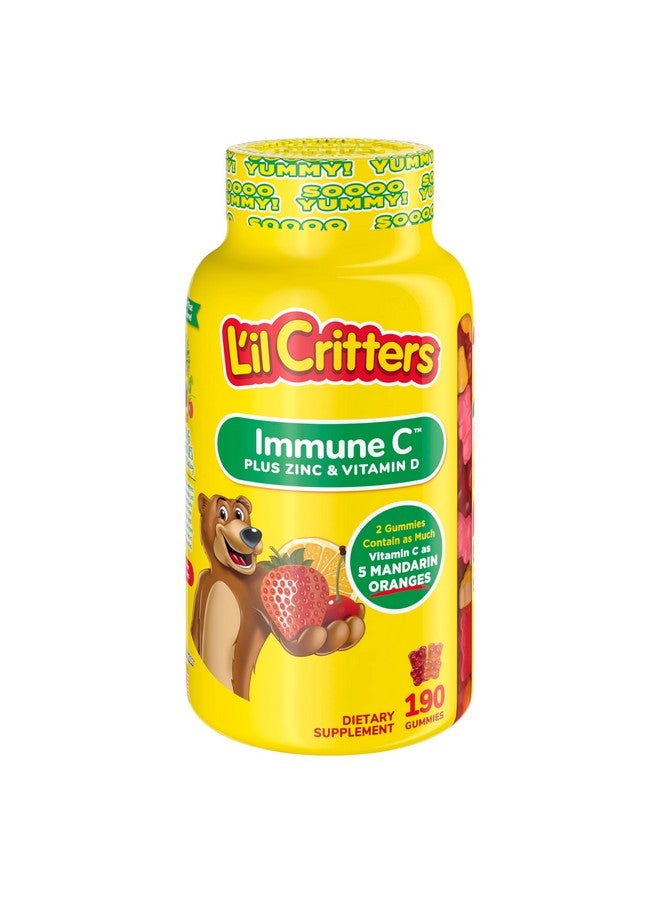 ليل كريترز مكمل غذائي يومي من L'il Critters Immune C للأطفال، يحتوي على فيتامين سي ود والزنك لدعم المناعة، بنكهات البرتقال والليمون والفراولة والكرز، 190 قطعة حلوى (قد تختلف العبوة) - Image 1