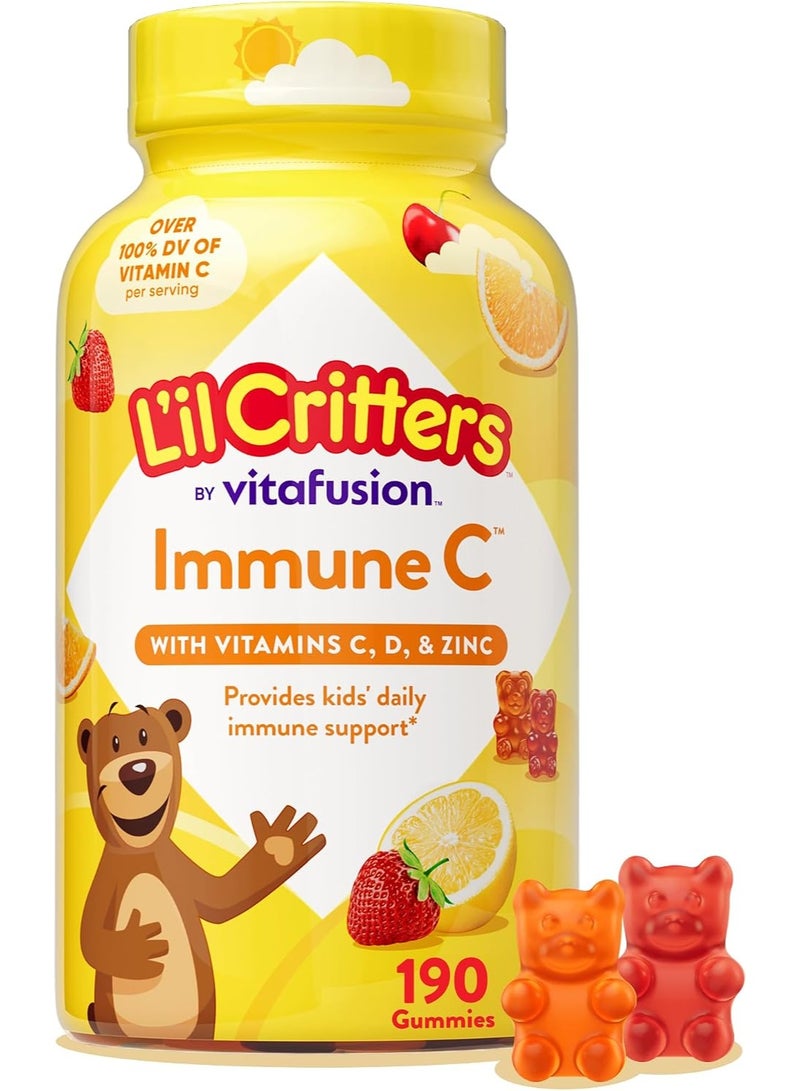Lil Critters L'il Critters Kids Immune C | Vitamin C and Zinc Gummies | 190 Count | Assorted Fruit Flavors | Gluten and Dairy-Free Children's Gummy Supplement - Image 1