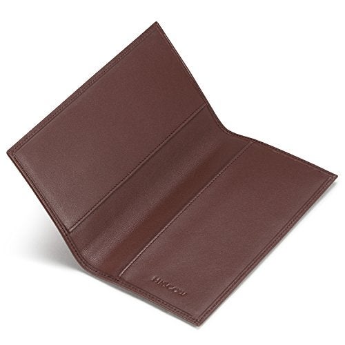 HISCOW Minimalist Leather Checkbook Cover for Men & Women - Italian Calfskin (Brown) - Image 4