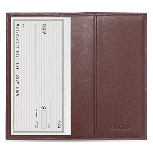 HISCOW Minimalist Leather Checkbook Cover for Men & Women - Italian Calfskin (Brown) - Image 1