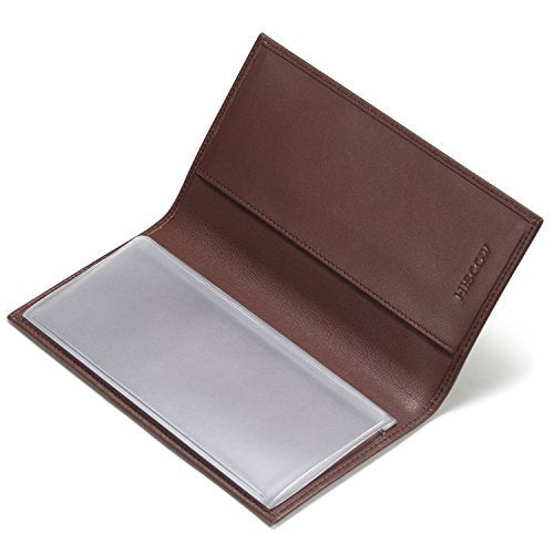 HISCOW Minimalist Leather Checkbook Cover for Men & Women - Italian Calfskin (Brown) - Image 3