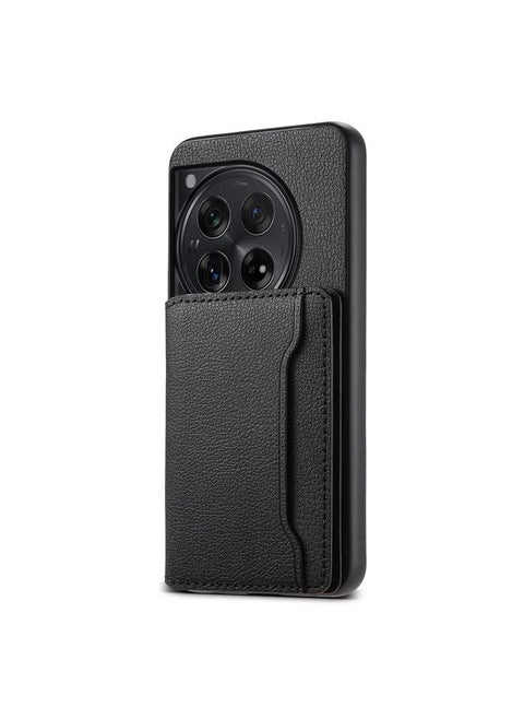 For OnePlus Ace 3 Calf Texture Card Bag Design Full Coverage Phone Case(Black)