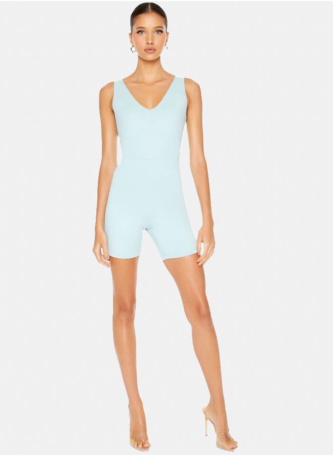 FOREVER 21 Fitted Sleeveless V-Neck Romper  - Image 1