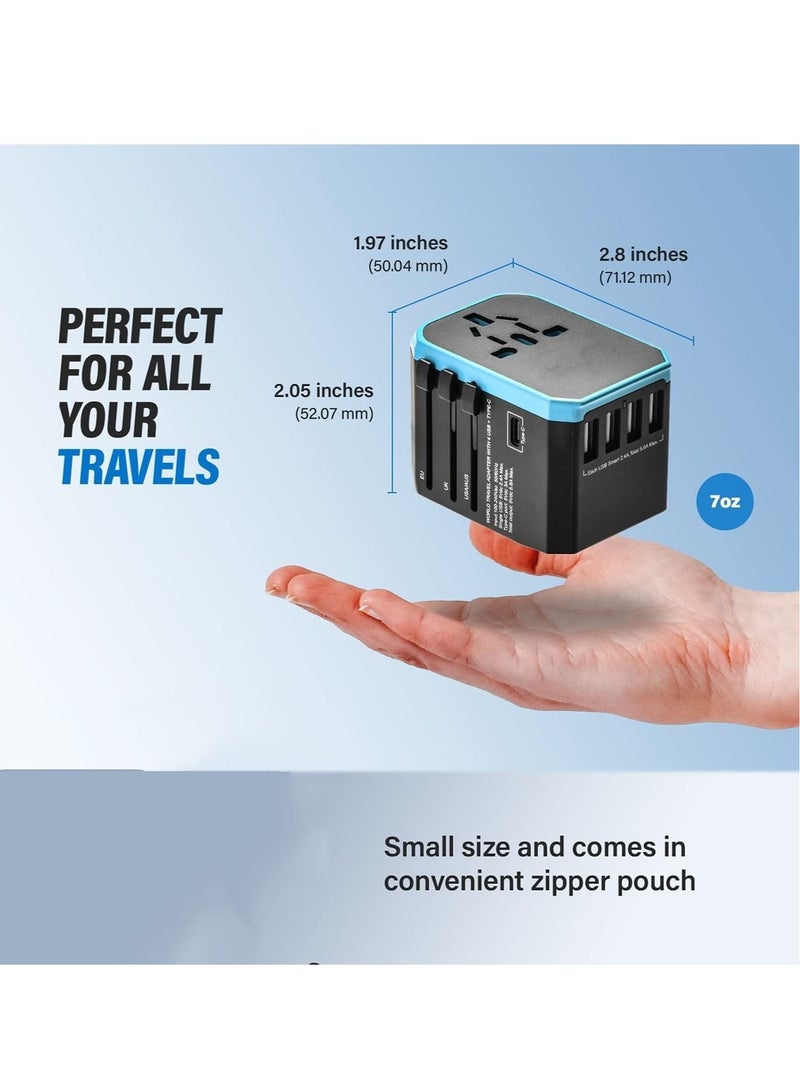 Universal Travel Adapter, International Plug Adaptor Outlet Wall Charger Converter with 5.6A Smart Power and 3.0A USB Type C US to EU, AU, UK, USA - Image 3