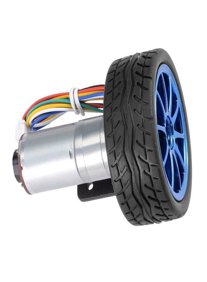 Garosa DC 12V DIY Encoder Gear Motor 65mm Magnetic with Motor Mount Bracket Engine Wheel Kit Micro Speed Reduction Motor Full Metal for Smart Car Robot Model DIY(500RPM),Geared Motor - Image 2