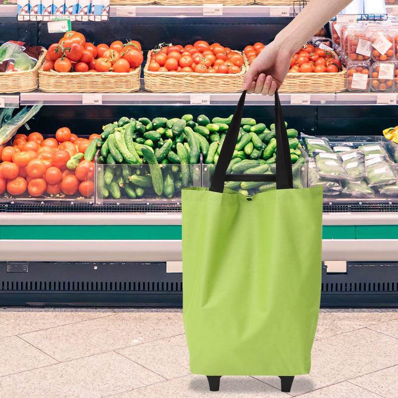 Shopping Trolley Tote Bag Pull Handle Wheeled Tote Bag Portable Foldable Shopping Cart with Wheels - Image 4