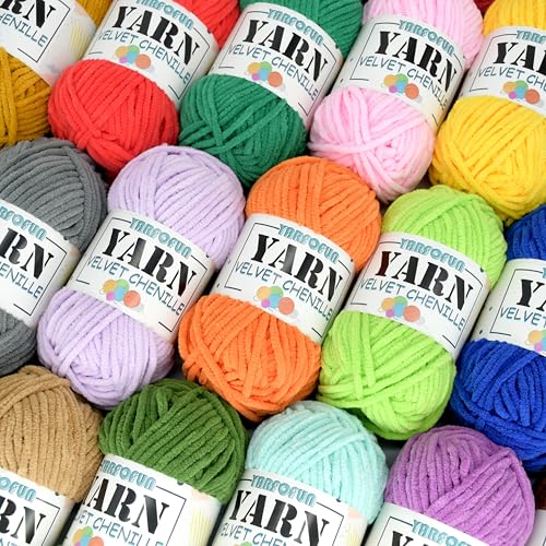 YARFOFUN Velvet Chenille Yarn for Crocheting,Olive Green Fluffy Velvet Plush Thick Soft Chunky Chenille Baby Blanket Yarn for Crocheting Knitting Amigurumi Beginners 50g(Olive Green - Image 5