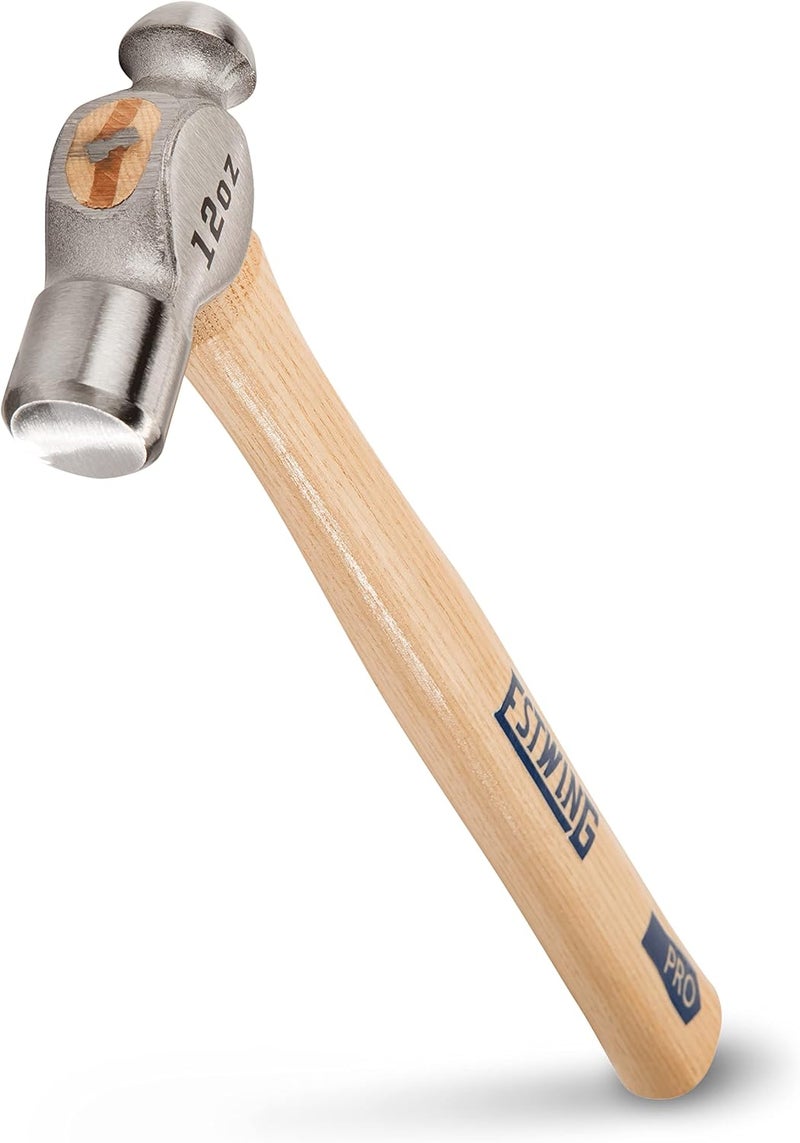 Estwing Sure Strike Ball Peen Hammer - 12 oz Metalworking Tool with Forged Steel Head & Hickory Wood Handle - MRW12BP - Image 1