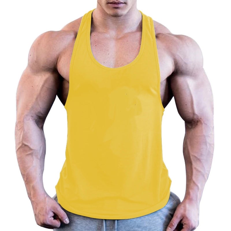 Mens Cotton Fitness Tank Top Summer Solid Color Dark blue  - Image 4