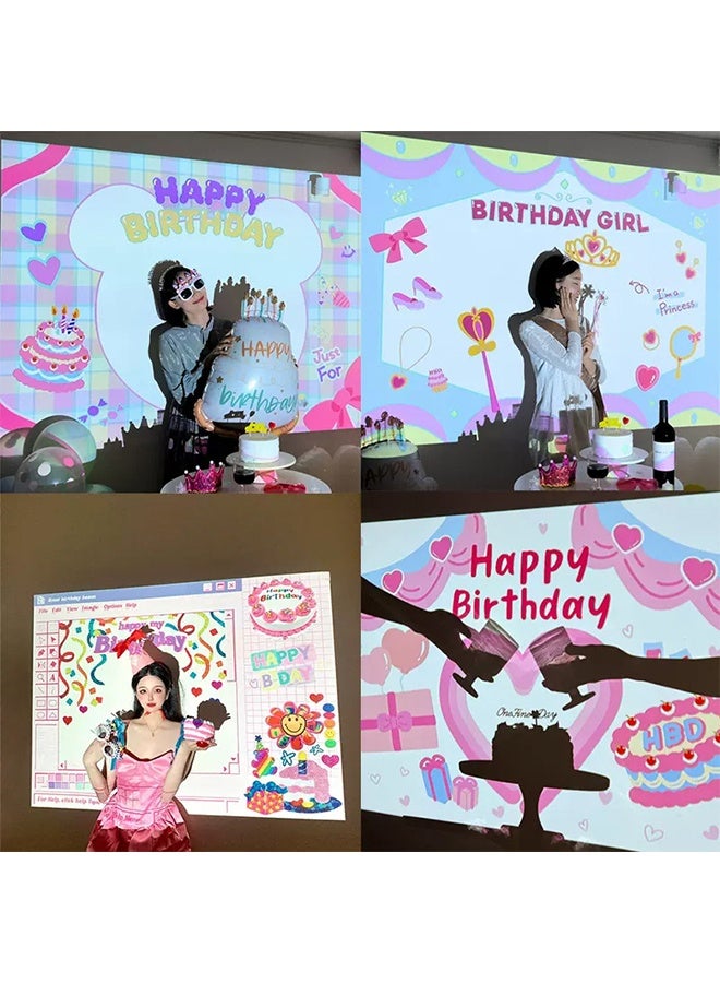 Cute  Birthday Background Projector for Kids - Portable Party Decor Projector with 10 Unique Birthday Slides Atmosphere Projector Lamp, Happy Birthday Decoration, Scene Setup, Background Wall Creative Photo Props Perfect for Birthday Celebrations & Kids’ Room Festive Ambience - Image 4
