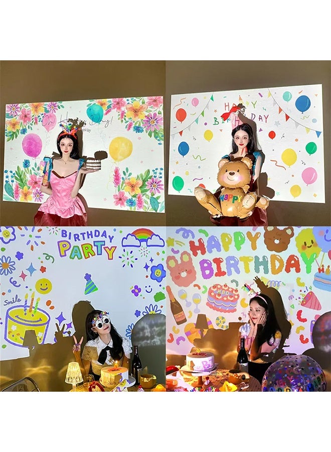 Cute  Birthday Background Projector for Kids - Portable Party Decor Projector with 10 Unique Birthday Slides Atmosphere Projector Lamp, Happy Birthday Decoration, Scene Setup, Background Wall Creative Photo Props Perfect for Birthday Celebrations & Kids’ Room Festive Ambience - Image 5