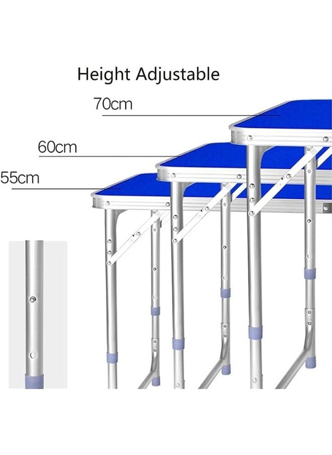 SMART HOME Portable Folding Table, Heavy Duty Folding Picnic Table, Adjustable Height for Indoor Outdoor, Garden, Kitchen, BBQ, Dining (120X60X70cm)  - Image 5