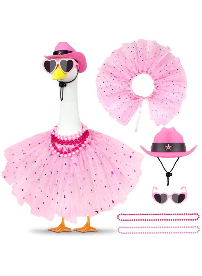 Lixintray Princess Porch Goose Outfits Summer Goose Clothes, Cute Goose Outfit with Tutu Saree Goose Costume Fits 17-23 inches for Outdoor Garden Lawn Art Decor(Pink) - Image 1