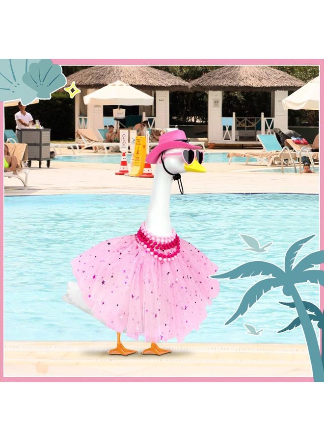 Lixintray Princess Porch Goose Outfits Summer Goose Clothes, Cute Goose Outfit with Tutu Saree Goose Costume Fits 17-23 inches for Outdoor Garden Lawn Art Decor(Pink) - Image 3