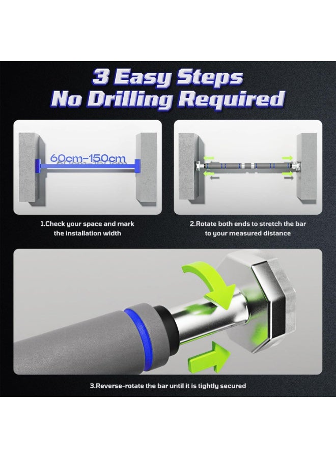 AVELORNOV Adjustable Telescopic Doorway Pull Up & Chin Up Bar for Home Gym Exercise (60-100 cm) - Image 5
