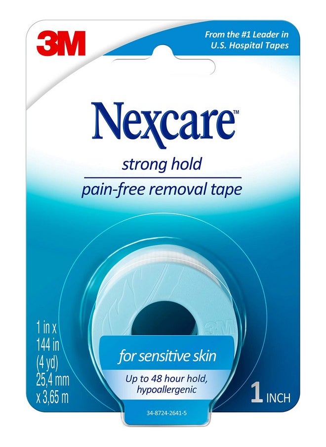Nexcare Nexcare Strong Hold Pain-Free Removal Tape, Silicone Adhesive, Secures Dressing and Lifts Away Cleanly - 1 In x 4 Yds, 1 Roll of Tape  - Image 1