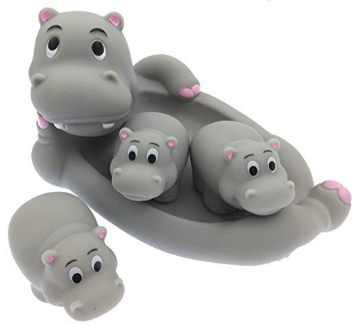 Playmaker Toys Rubber Hippo Family Set of 4 Baby Bath Toys - Image 2