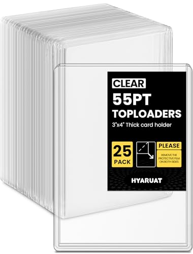 HYARUAT 55pt Top Loaders for Cards 3x4 Thick Holder with Protective Film Toploader Card Protectors Hard Plastic 25Count - Image 1