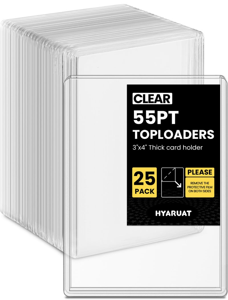 HYARUAT 55pt Top Loaders for Cards 3x4 Thick Holder with Protective Film Toploader Card Protectors Hard Plastic 25Count - Image 2