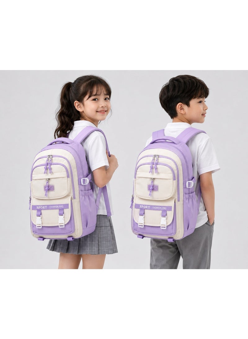 Kids School Backpack with Large Capacity, Multi-Pocket Lightweight Book Bag with Padded Shoulder Straps and Side Bottle Pockets for Boys & Girls - Image 3